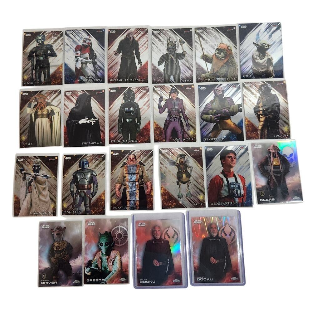 Topps Finest & Chrome Star Wars Trading Cards Lot Of 22 Cards 2018, 2025 NM